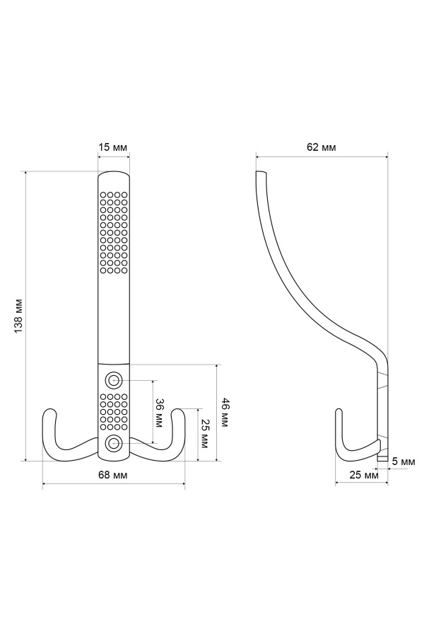 СТАНДАРТ 212 A BL матовый черный ЕВРОПАКЕТ крючок-вешалка (320,40)