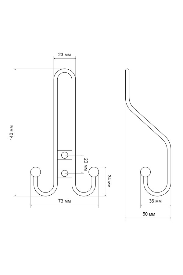 СТАНДАРТ 208 A BL матовый черный ЕВРОПАКЕТ крючок-вешалка (240,30) (160,40)