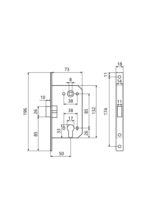 АЛЛЮР АРТ 5300-MC BL матовый черный без ц/м МАГНИТНЫЙ Замок врезной (40)