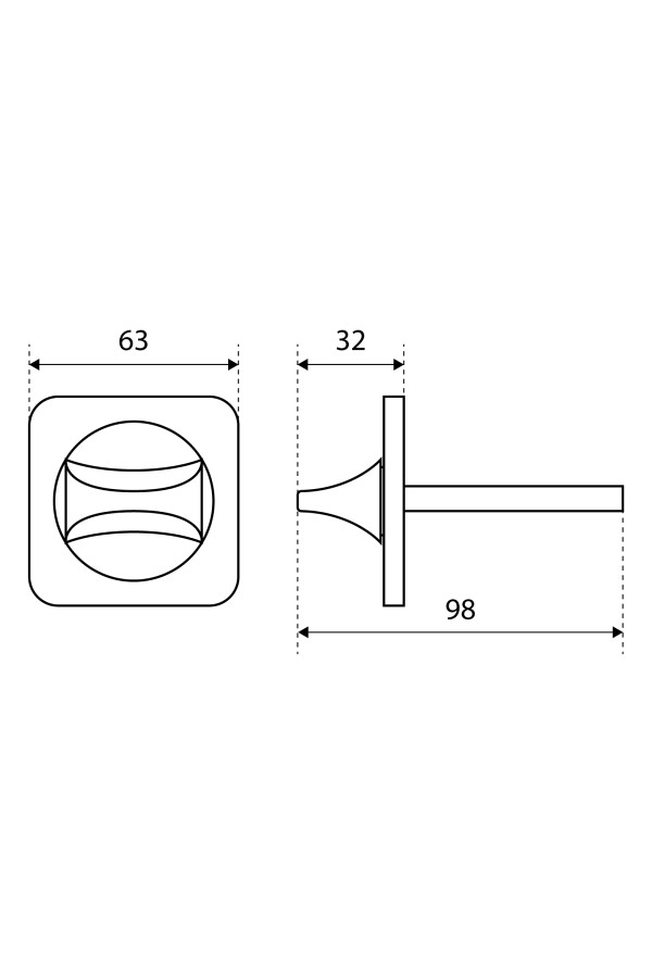 Поворотник БУЛАТ НДФ 05.08 АТЛАС матовый никель ,квадрат 8х8 мм (10,100)