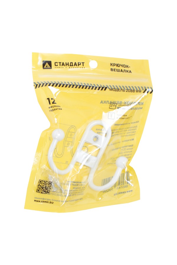 СТАНДАРТ 208 B WW мат.белый ЕВРОПАКЕТ крючок-вешалка (300,50)