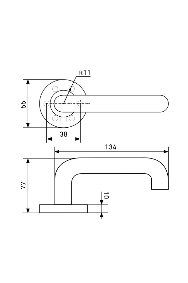 СТАНДАРТ 0203 (60-100)/R01 BLACK Комплект ручек с круглой накладкой под МЦ (30)