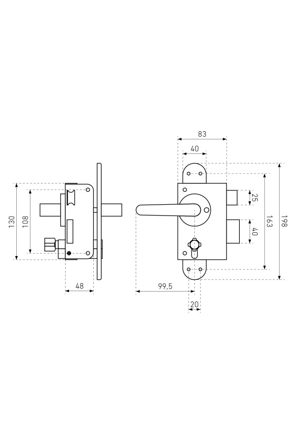 Птимаш ЗН3-1 медь (левый) Замок накладной с ручками (10)