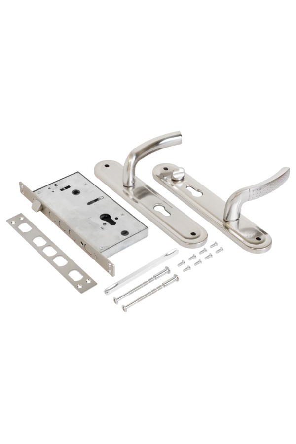 БУЛАТ  ЗВ 4-4B.60.80.01.08-R АЛЬФА мат. никель без ц/м (ЗВ4-0526R) Замок врезной с/руч (10)