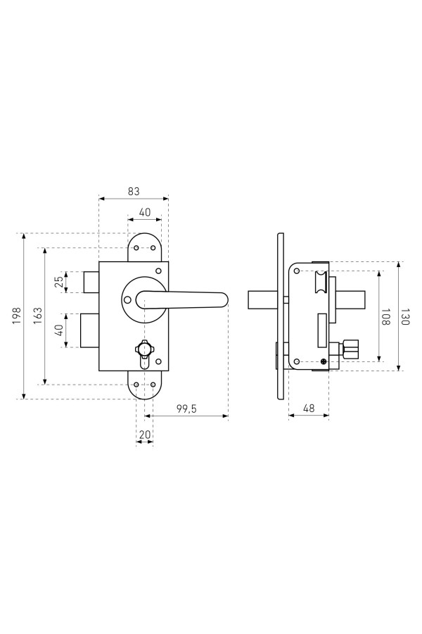 Птимаш ЗН3-1 медь (правый) Замок накладной с ручками (10)