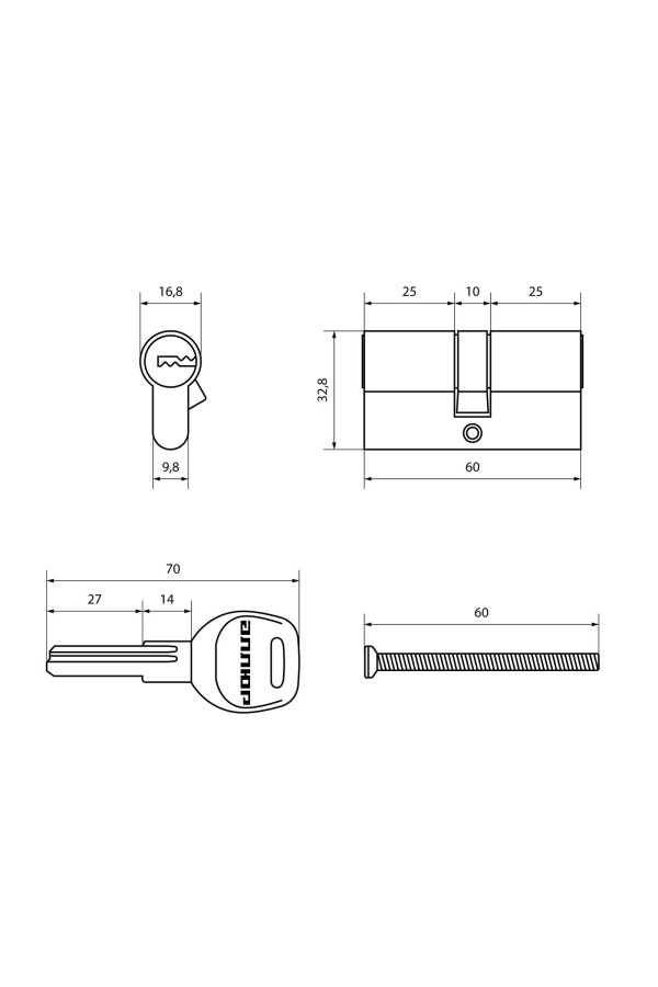 АЛЛЮР HD F 60-5К BP (30x30) латунь перф.кл Цилиндровый механизм (50,10)