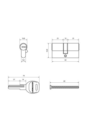 АЛЛЮР HD F 60-5К CP (30x30) хром перф.кл Цилиндровый механизм (50,10)