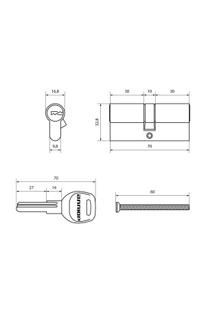 АЛЛЮР HD F 70-5К BP (35x35) латунь перф.кл Цилиндровый механизм (50,10)