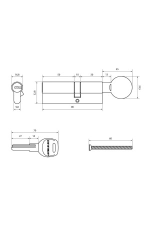 АЛЛЮР HD FG 90-5К CP (35Gx55) хром перф.кл/верт Цилиндровый механизм (50,10)