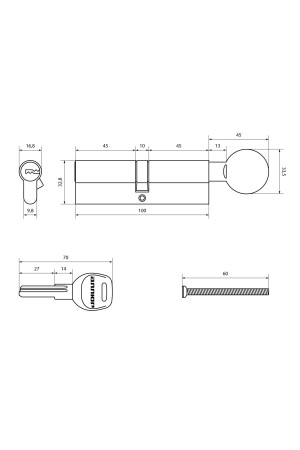 АЛЛЮР HD FG 100-5К CP (50x50G) хром перф.кл Цилиндровый механизм (50,10)
