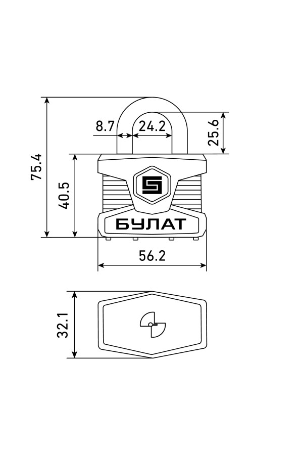 БУЛАТ ВС 0150 ПЛ стальной 5кл. d=9мм Замок навесной (36,6)