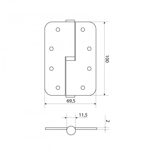 СТАНДАРТ 100х70х2,5 1BB-L (R14) AB ст.бронза левая Петля дверная 1 шт (100,20)