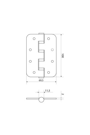 СТАНДАРТ 100х70х2,5 4BB (R14) SN мат.никель Петля дверная 1 шт (100,20)