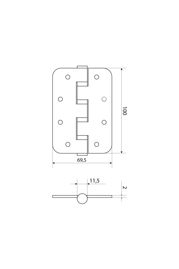 СТАНДАРТ 100х70х2,5 4BB (R14) SN мат.никель Петля дверная 1 шт (100,20)