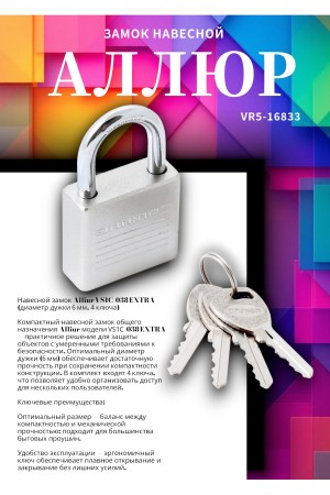 АЛЛЮР ВС1Ч-038 EXTRA d6мм 4кл. Замок навесной (144,12)