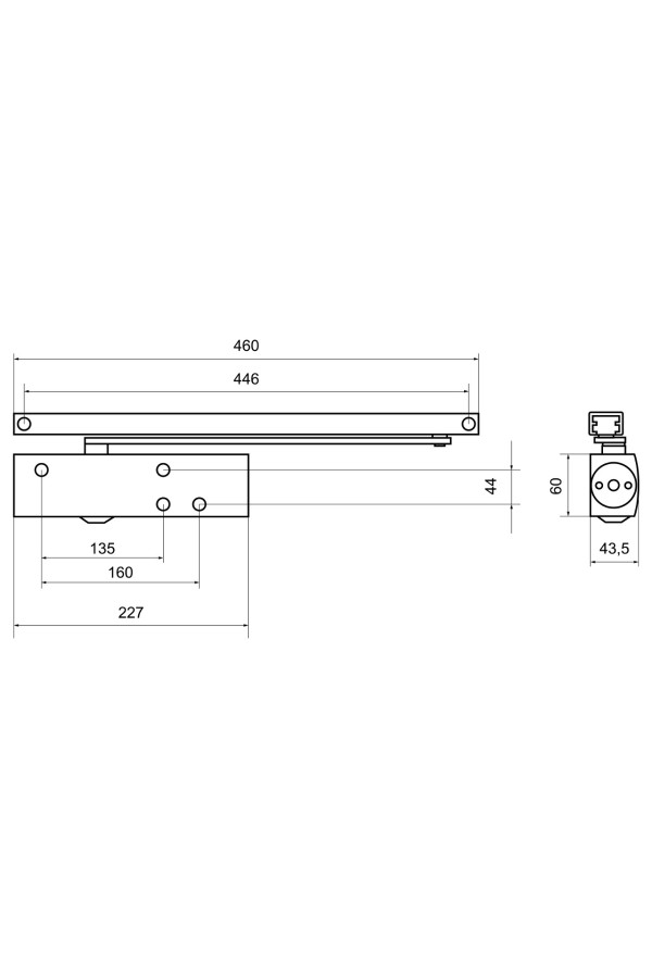 БУЛАТ Доводчик дверной PROFI ДД 802/5 BH-B (25-120 кг) черный со скольз.тягой, морозостойкий 10)