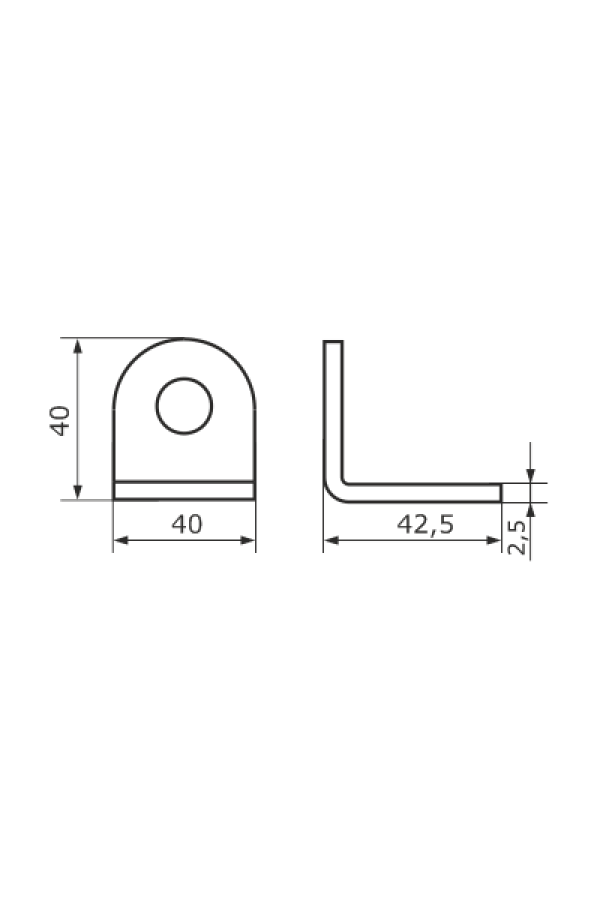 Домарт Проушина угловая 40*80  (толщ. 2.5 мм) сер.мет. (100)