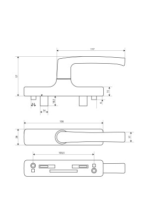 БУЛАТ РО-01А.8017 коричневый, 2 ригеля, ручка оконная для ал.профиля Р400, (АРР-01/7CP/41) (32)