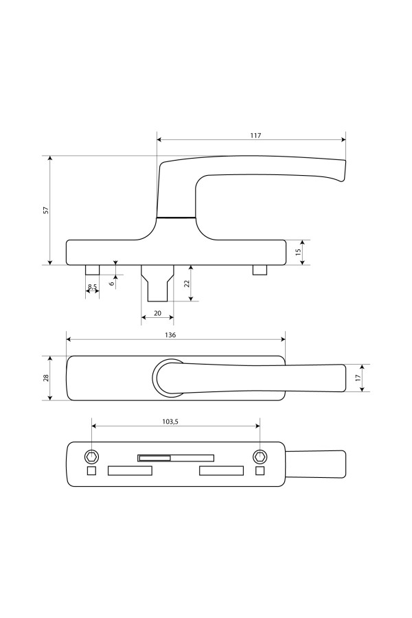 БУЛАТ РО-02А.8017 коричн, 1 ригель, ручка оконная для ал.профиля с европазом,(АРР-02/7CP/42)(8,32)
