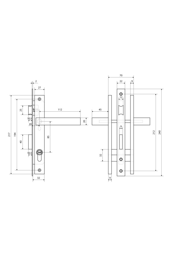 СТАНДАРТ 8520.01.8017 коричневый, ключ-ключ  Замок врезной с/руч  (20)