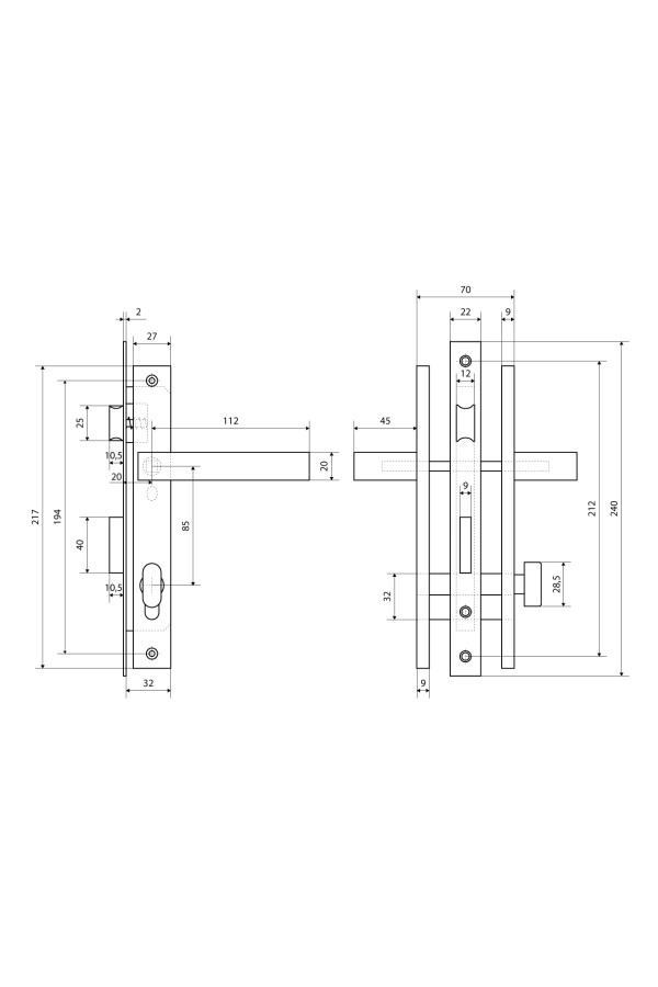 СТАНДАРТ 8520.02.8017 коричневый, ключ-вертушка  Замок врезной с/руч  (20)