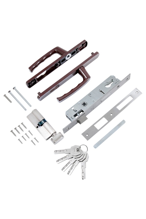 БУЛАТ ЗВ4-1В.20.01.8017 коричневый МЦ МАХ 70мм перф.ключ/верт.Замок для КАЛИТКИ врезной с ручкой