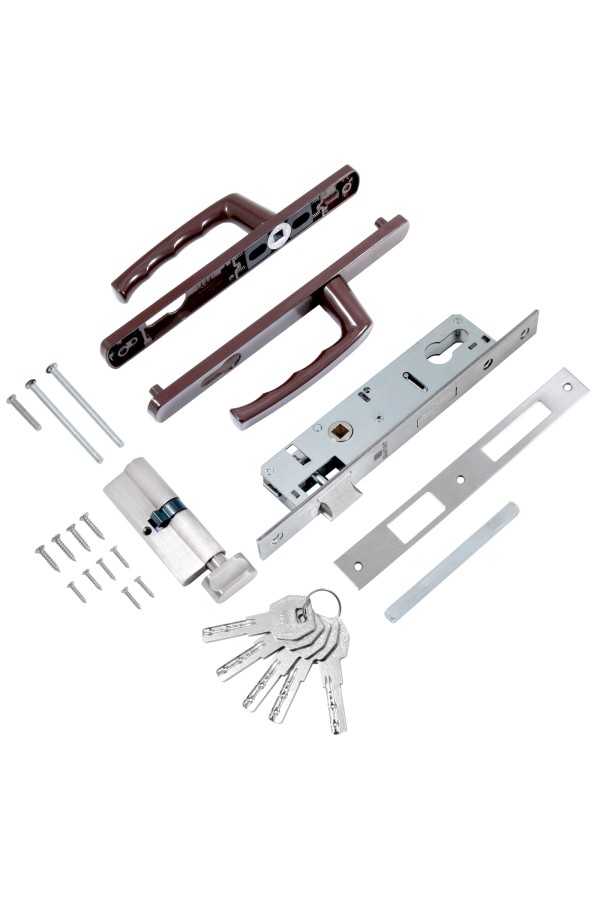 БУЛАТ ЗВ4-1В.25.01.8017 коричневый МЦ МАХ 80мм перф.ключ/верт.Замок для КАЛИТКИ врезной с ручкой