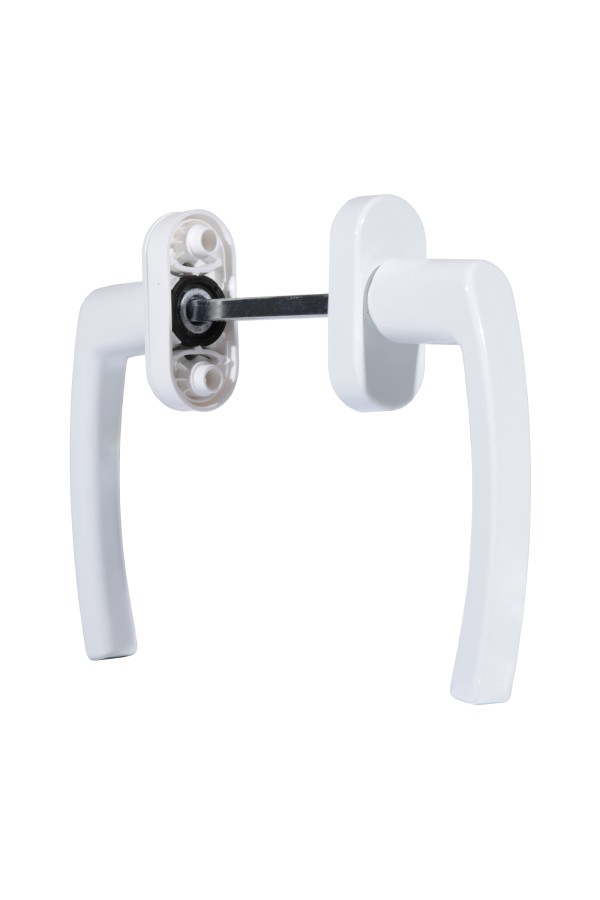 Ручка балконная белая симметричная (двухстор.) FORWIN BHS 04 RAL 9016 Комплект ручек (40)