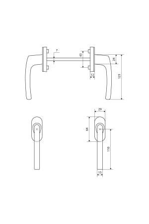 Ручка балконная белая симметричная (двухстор.) FORWIN BHS 04 RAL 9016 Комплект ручек (40)