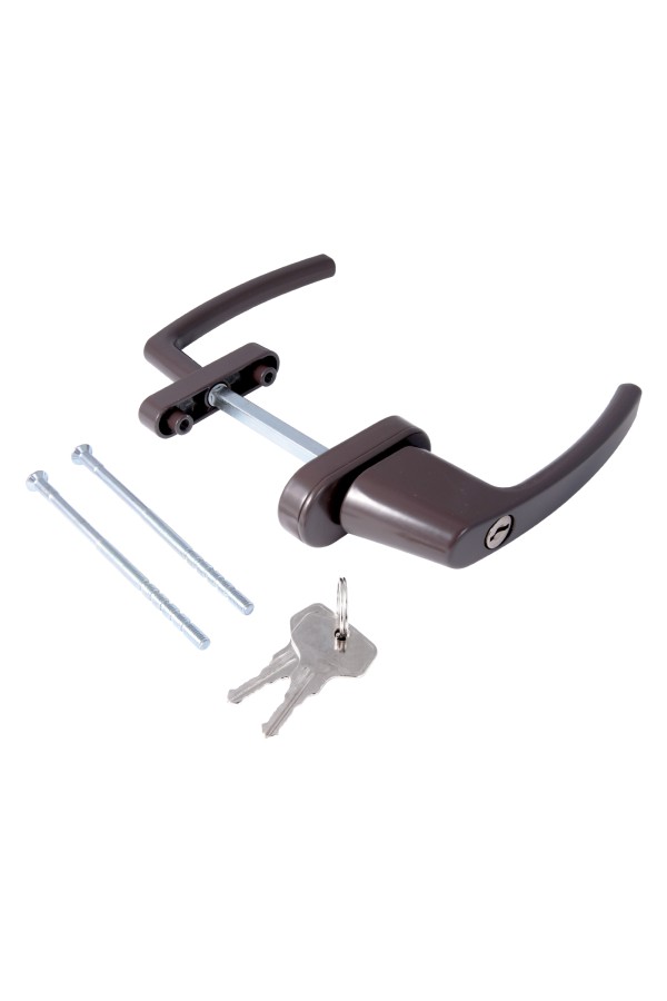 Ручка балконная с кл.тем.корич. асимметр.FORWIN BHS 02 RAL 8019 Комплект ручек (40)