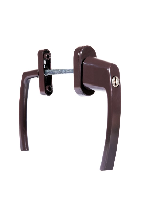 Ручка балконная с кл.тем.корич. асимметр.FORWIN BHS 02 RAL 8019 Комплект ручек (40)