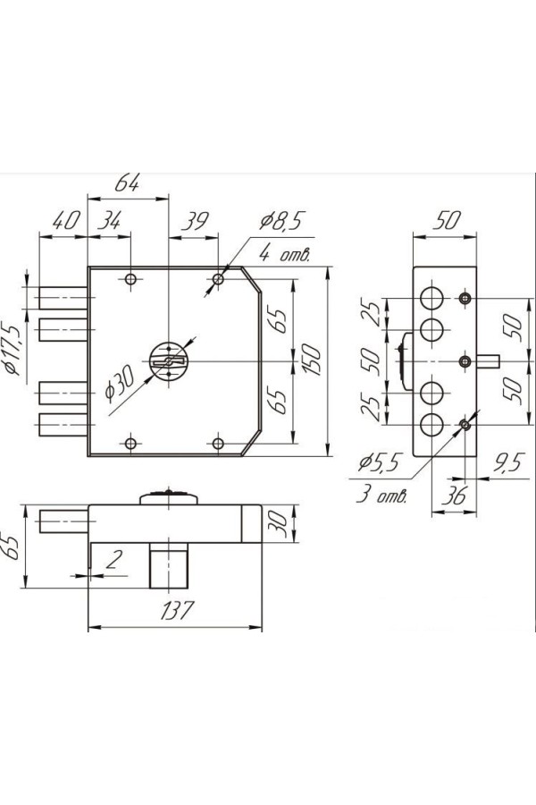 Балашиха ЗН4 030.0.1 ПРАВЫЙ 3 кл. Замок накладной тяж (6)