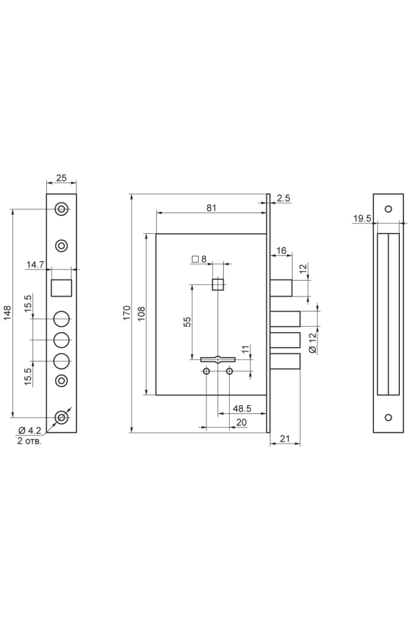 Рязань ЗВ 9-8/13 м/о 55  74100 Замок врезной (20)