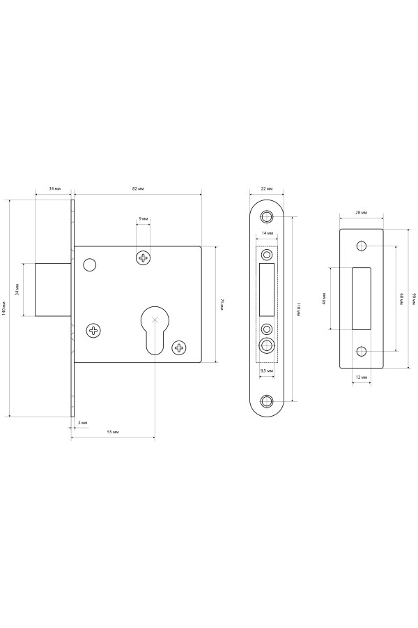 СТАНДАРТ Россия ЗВ1-2С Замок врезной б/руч  (30)