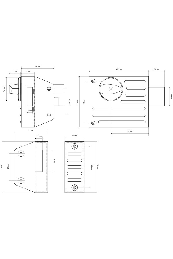 СТАНДАРТ Россия ЗН1-2.1С серебро Замок накладной (16)