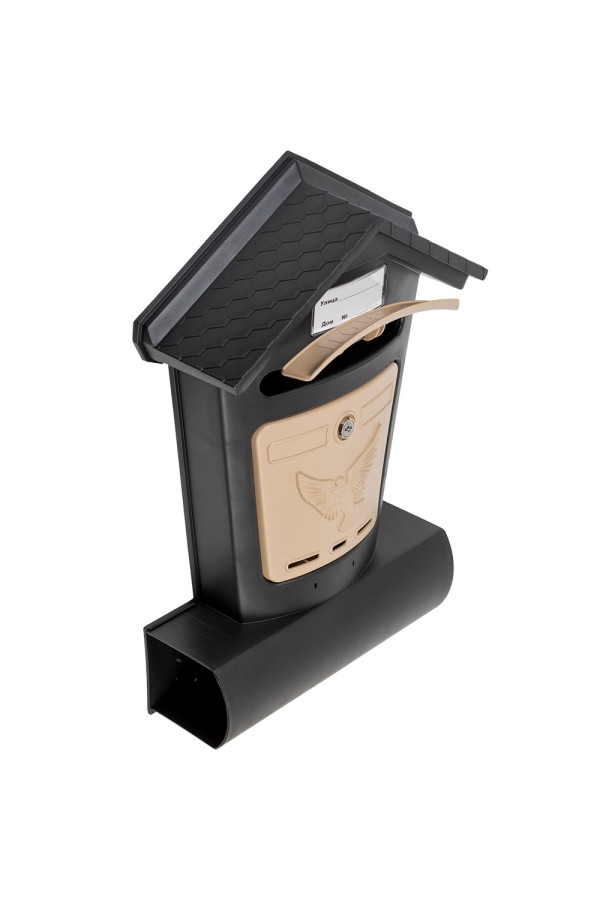 Ящик почтовый ЭЛИТ черный с бежевым (10)