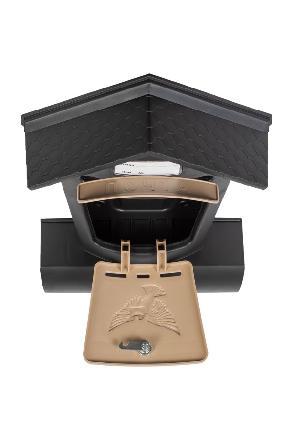 Ящик почтовый ЭЛИТ черный с бежевым (10)