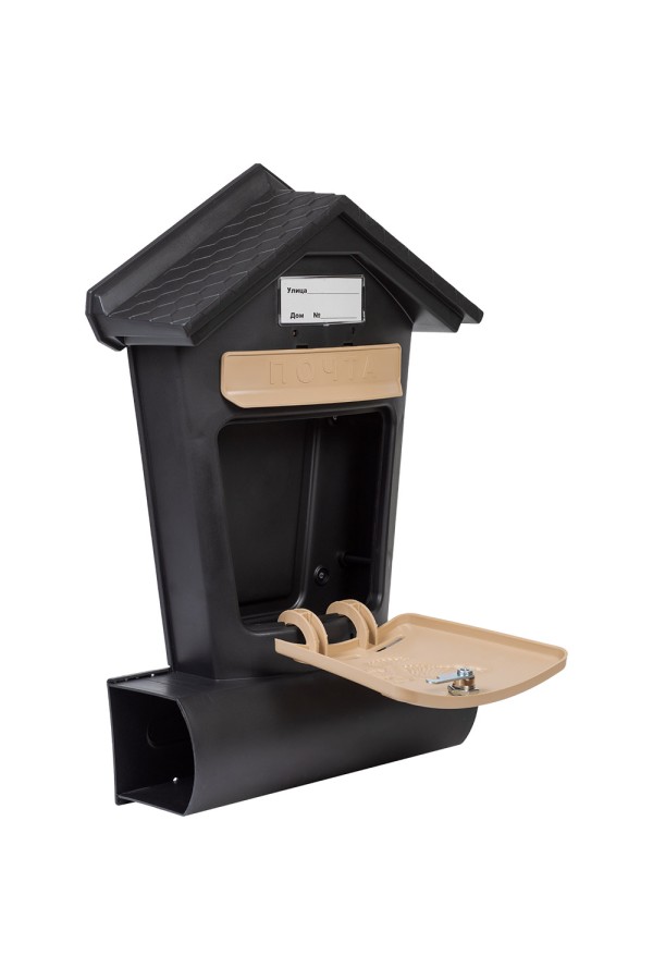 Ящик почтовый ЭЛИТ черный с бежевым (10)