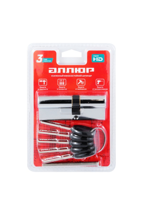 АЛЛЮР HD F 80-5К CP[30x10x40] (35x45) хром перф.кл БЛИСТЕР Цилиндровый механизм (60,50,10)