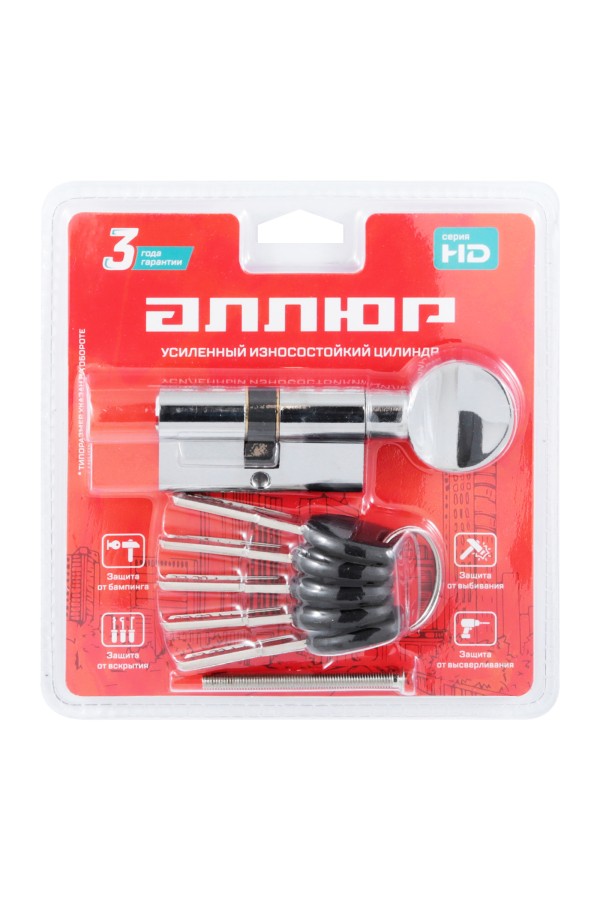 АЛЛЮР HD FG 60-5К CP (30х30G) хром перф.кл/верт БЛИСТЕР Цилиндровый механизм (60,50,10)