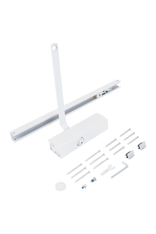NOTEDO Доводчик дверной  DC-075 SL+HO WHITE со скользящей тягой, с фикс. до 60 кг (10)