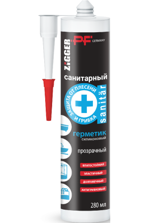 Силикон санитарный ZIGGER PF прозрачный 280 мл 02-02-29 (24)