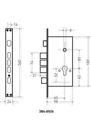 АЛЛЮР ЗВ4-0526 GP-L золото без ц/м с/руч Замок врезной тяж  (12)