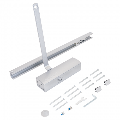 NOTEDO Доводчик дверной  DC-075 SL+HO SILVER со скользящей тягой, с фикс. до 70 кг (10)