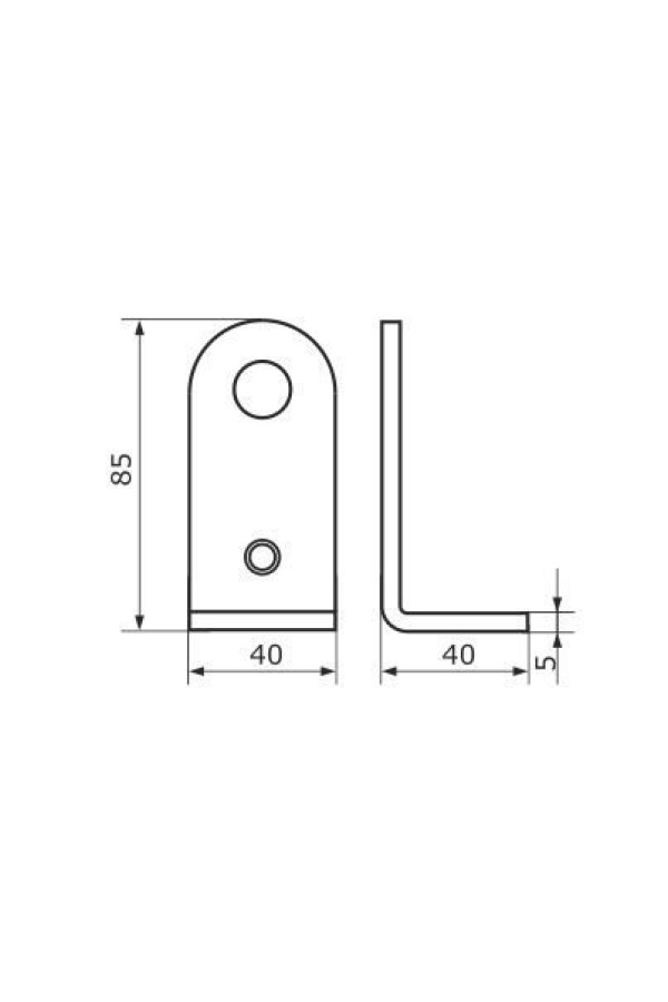 Домарт Проушина усиленная угловая 40*85*40  (толщ. 5мм) черный  d 15мм (50)