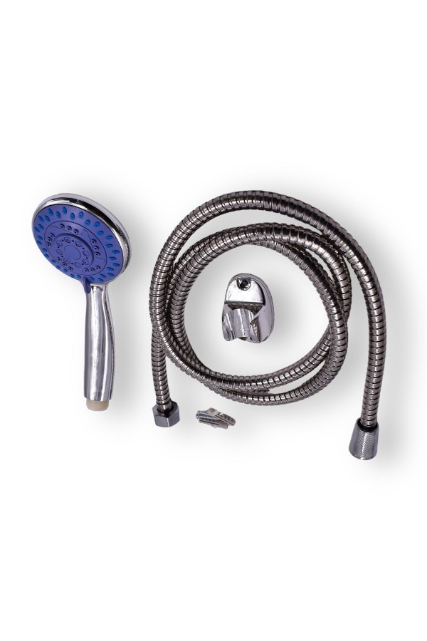 ХБ Лейка для душа со шлангом 1,5м и держателем, водосберегающая, 5 режимов, держатель для лейки, душевой комплект серебро