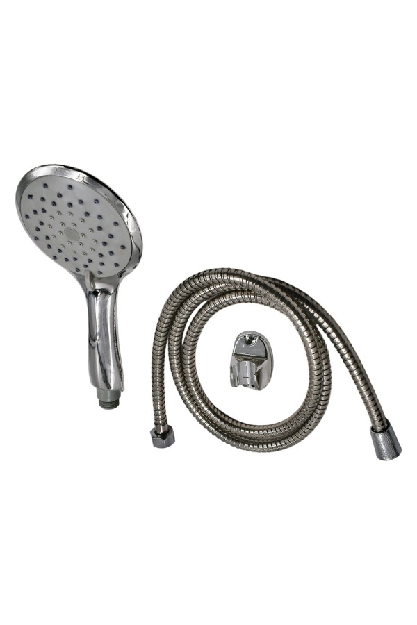 ХБ Лейка для душа со шлангом 1,5м и держателем, водосберегающая, 5 режимов, держатель для лейки, душевой комплект серебристый