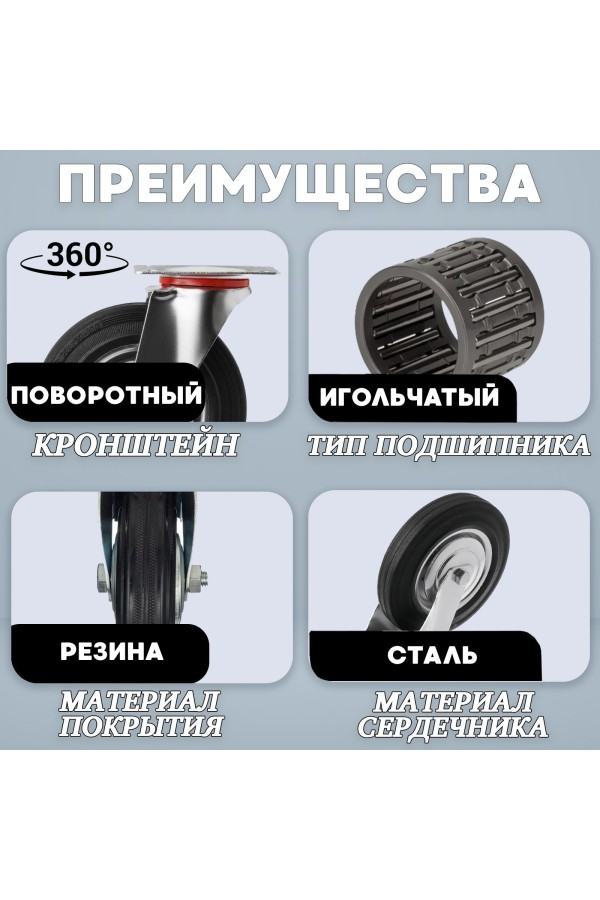 ХБ Колесо промышленное поворотное 160мм 2шт