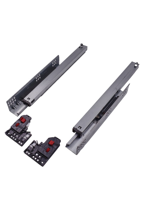 ХБ Направляющие мебельные 2D скрытого монтажа с доводчиком 600мм полного выдвижения