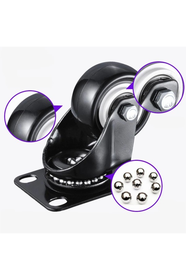 ХБ Колесо усиленное с подшипником черная резина поворотное 40мм 2шт